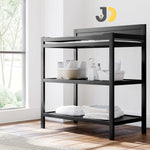 Load image into Gallery viewer, طاولة تغيير حفاضات خشبية سوداء بثلاثة رفوف – Black wooden baby changing table with three storage shelves
