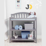 Load image into Gallery viewer, طاولة تغيير حفاضات رمادية بثلاثة رفوف تخزين – Grey baby changing table with three storage shelves
