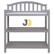 طاولة تغيير حفاضات رمادية بثلاثة رفوف تخزين – Grey baby changing table with three storage shelves