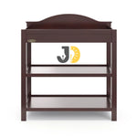 Load image into Gallery viewer, طاولة تغيير حفاضات خشبية بلون بني داكن بثلاثة رفوف تخزين – Dark brown wooden baby changing table with three storage shelves
