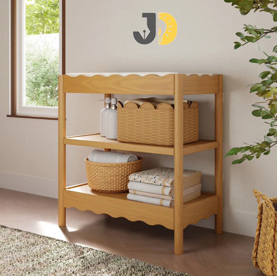Wooden Baby Changing Table with Wavy Design