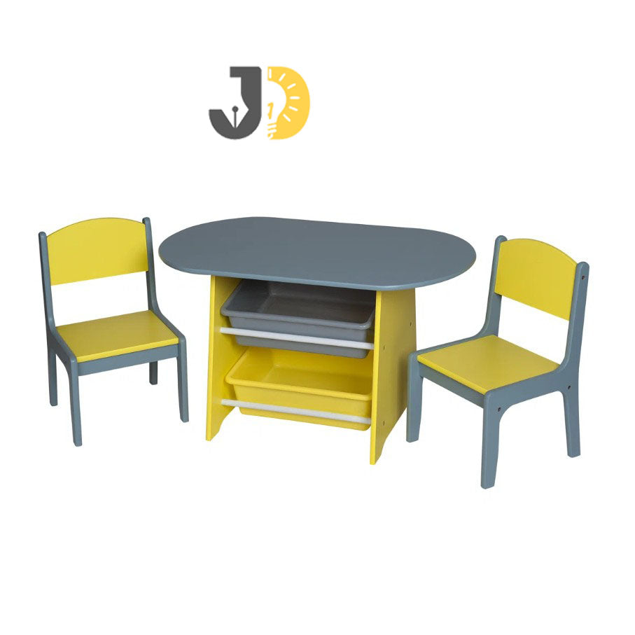 طقم طاولة وكراسي للأطفال مع صناديق تخزين وألوان زاهية – Kids table and chair set with storage bins and colorful design