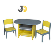 طقم طاولة وكراسي للأطفال مع صناديق تخزين وألوان زاهية – Kids table and chair set with storage bins and colorful design
