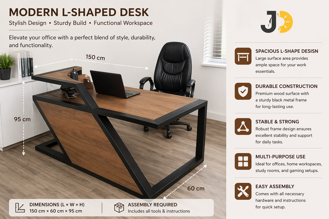 Modern Geometric Wood & Metal Reception Desk