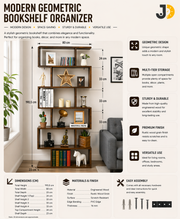 Modern Geometric Wooden Office Bookshelf Organizer
