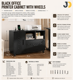 Load image into Gallery viewer, Black Office Printer Cabinet with Wheels