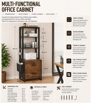Multi-Functional Wooden Office Cabinet with Metal Shelves