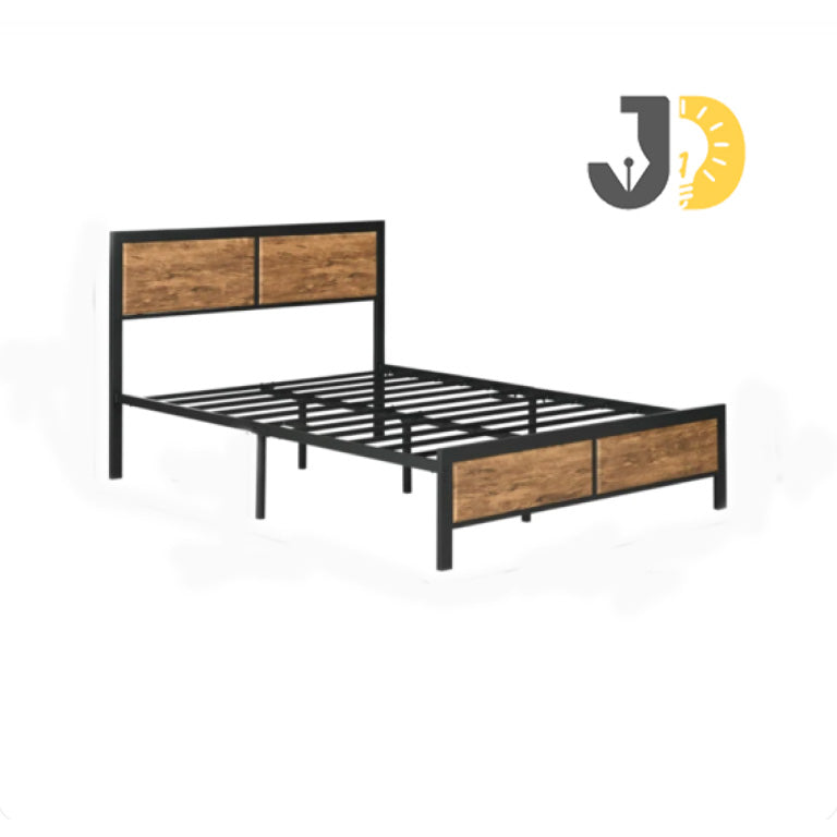 هيكل معدني قوي مع لمسات خشبية طبيعية يمنح غرفتك مظهراً عصرياً دافئاً.
Strong metal frame with natural wood accents for a warm, modern look.