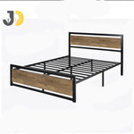 Load image into Gallery viewer, Modern wood and metal bed frame in a bright bedroom
