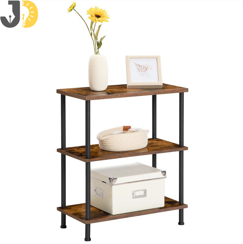 طاولة جانبية بثلاثة رفوف خشبية – 3-Tier Wooden Side Table