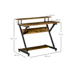 Load image into Gallery viewer, مكتب كمبيوتر خشبي بإطار معدني على شكل Z في غرفة عصرية
Wooden computer desk with Z-shaped metal frame in modern room
