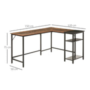 مكتب زاوية أنيق مع سطح خشبي ورفوف جانبية للتخزين، مثالي للمكاتب المنزلية.
Stylish L-shaped corner desk with wooden surface and shelves — perfect for home offices.