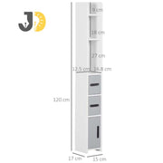 Slim Tall Bathroom Cabinet in White & Grey