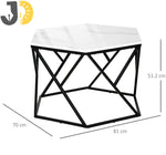Load image into Gallery viewer, طاولة قهوة سداسية من الرخام والمعدن باللونين الأبيض والأسود
Hexagonal white marble and black metal coffee table
