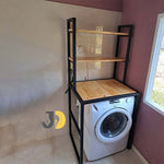 Load image into Gallery viewer, Modern Wood and Metal Over-Washing-Machine Storage Rack
