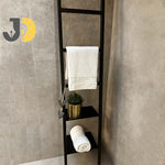 Load image into Gallery viewer, Black Metal Wall Shelf with Three Wooden Shelves for Storage &amp; Décor
