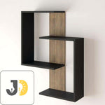 Load image into Gallery viewer, Modern L-Shaped Black Wooden Wall Shelf
