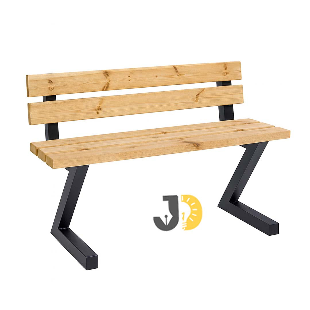 Modern Wood & Metal Garden Bench