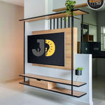 Load image into Gallery viewer, Modern Floating TV Unit with Metal Frame and Natural Wood

