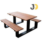 Load image into Gallery viewer, Wood &amp; Metal Garden Table Set
