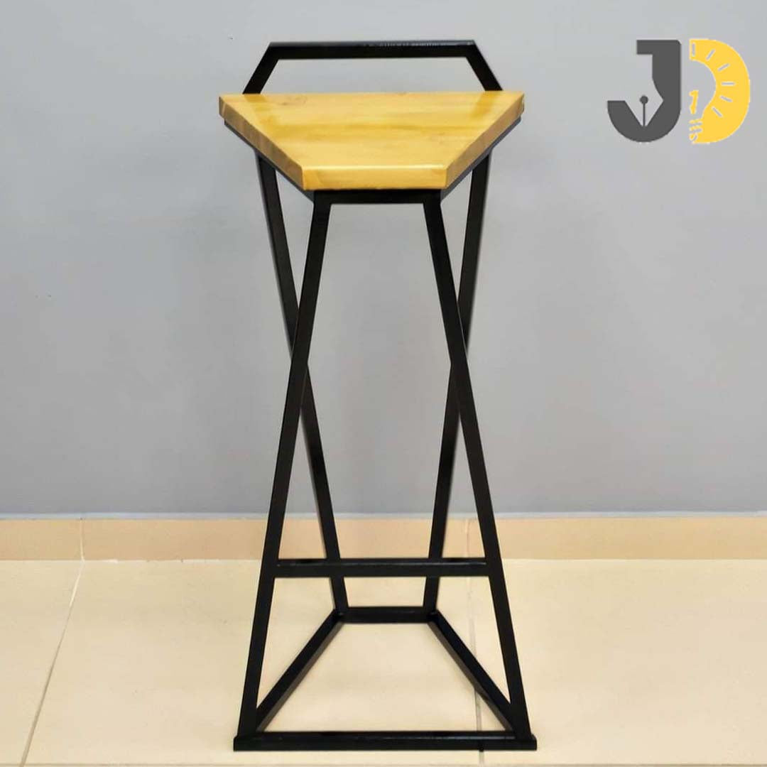 Triangle Wood & Metal Bar Stool
