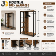 Industrial Open Wood & Metal Wardrobe