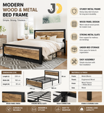 Load image into Gallery viewer, Modern Wood &amp; Metal Bed Frame – Durable and Stylish