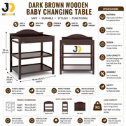 Dark Brown Wooden Baby Changing Table