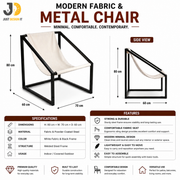 Modern Fabric & Metal Chair – White & Black