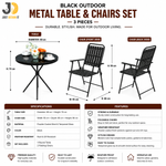 Load image into Gallery viewer, Black Outdoor Metal Table &amp; Chairs Set – 3 Pieces