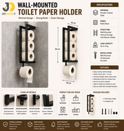 Modern Wall-Mounted Metal Toilet Paper Holder – Black