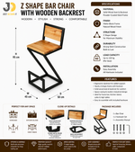 Load image into Gallery viewer, Z Shape Bar Chair with Wooden Backrest