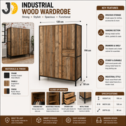 Industrial Wood Wardrobe with Metal Frame