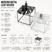 Modern Metal Leaf Design Coffee Table Set