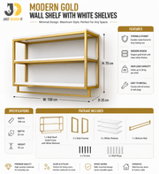 Modern Gold Wall Shelf with White Shelves