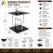 Modern tensegrity table with Black Glass and Metal Frame