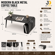Modern Black Metal Coffee Table with Cutout Design