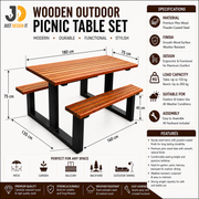 Wood & Metal Garden Table Set