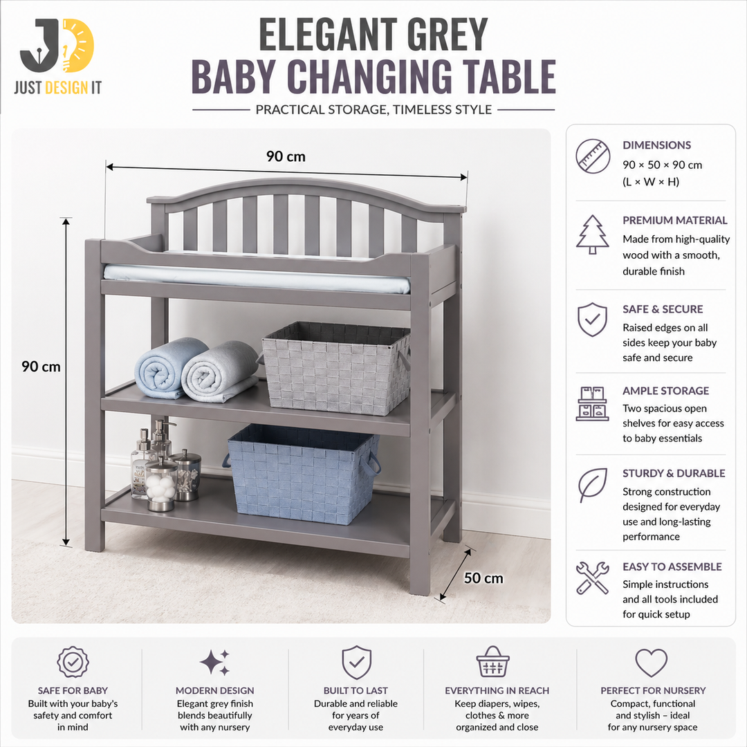 Elegant Grey Baby Changing Table