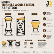 Triangle Wood & Metal Bar Stool