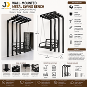 Wall-Mounted Metal Swing Bench with Chains