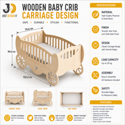 Wooden Baby Crib with Carriage Design