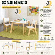 Natural Wood & White Kids Table and Chair Set