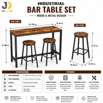 Load image into Gallery viewer, Industrial Wood and Metal Bar Table Set with 2 Stools