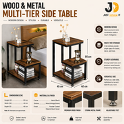 Wood & Metal Multi-Tier Side Table – Modern Elegant Design