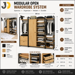 Load image into Gallery viewer, Multi-Section Open Wood &amp; Metal Wardrobe