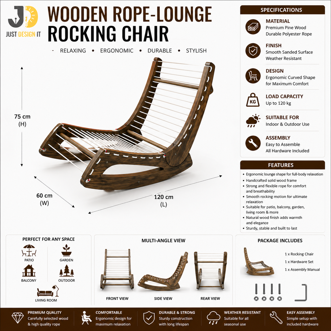 Wooden Rope-Lounge Rocking Chair