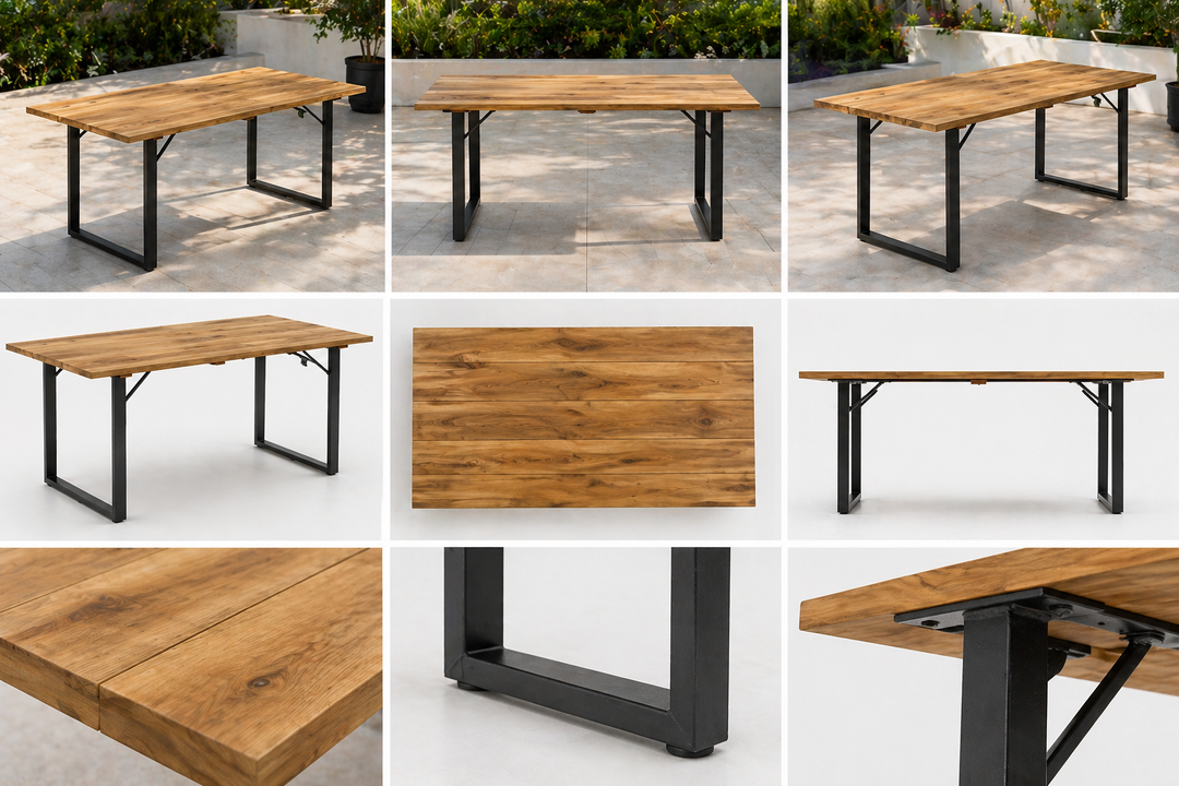 | Modern Wood & Metal Dining Table