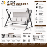 Outdoor Canopy Swing Sofa with Cushioned Seat