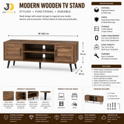 Modern Wooden TV Stand with Metal Legs